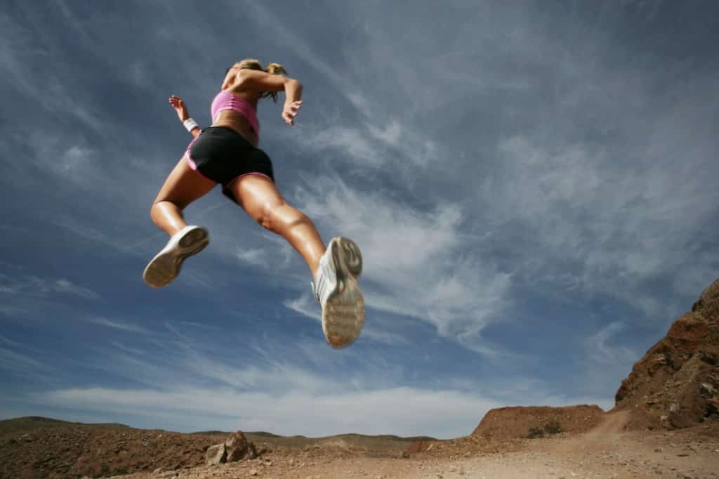 woman jump running